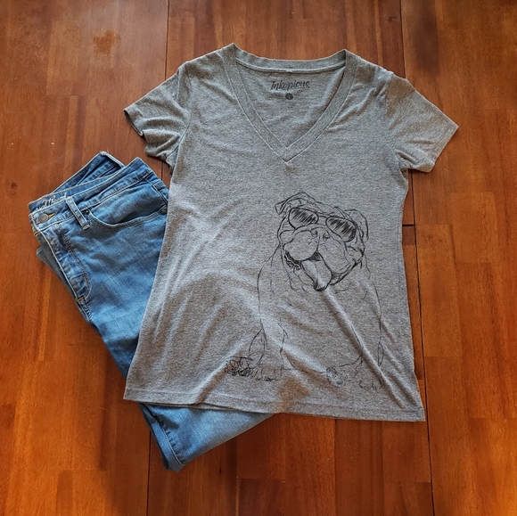 inkopions Tops - Inkopions Gray English Bulldog V-Neck Top